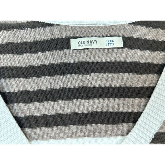 Old Navy Women's Sweater Size 2X Brown Striped V-Neck Long Sleeve Soft - Picture 7 of 8